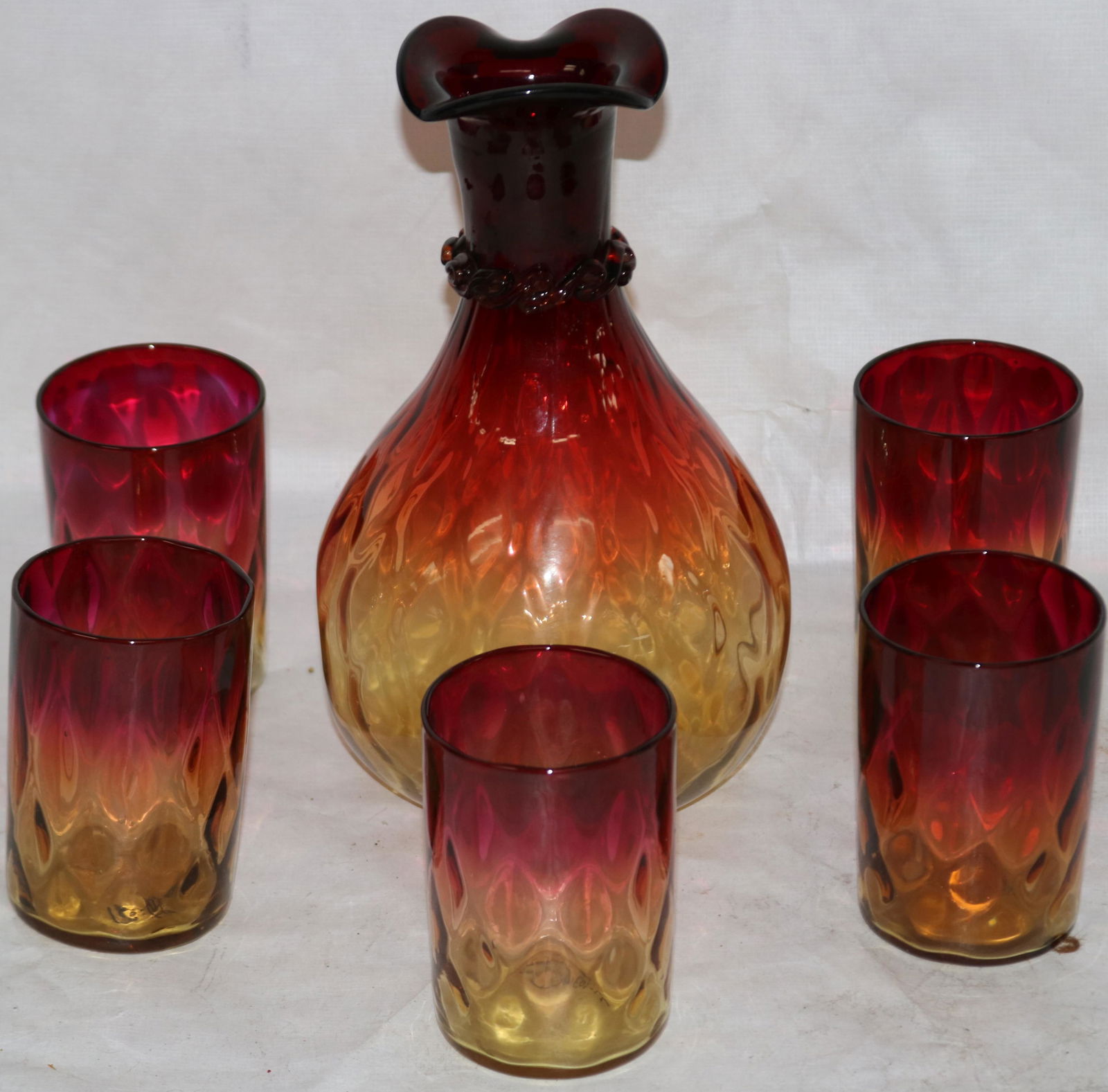 6 PC. AMBERINA WATER SET TO INCLUDE 5 TUMBLERS, 3 (1 of 1)