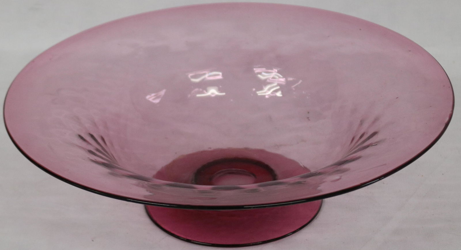 BLOWN GLASS FOOTED COMPOTE, OPTIC DESIGN (1 of 2)