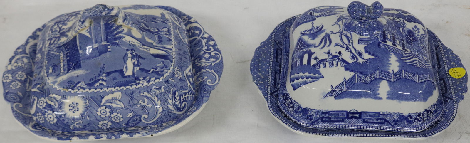 TWO 19TH C. BLUE & WHITE COVERED VEGETABLES, 1 (1 of 3)