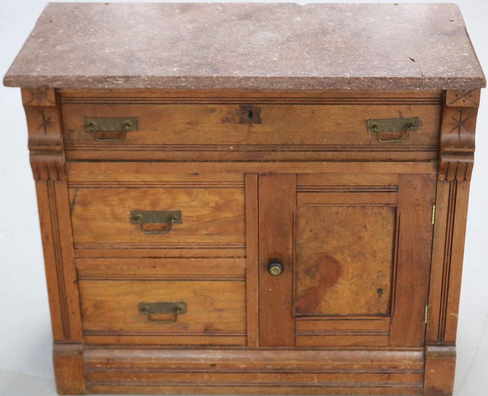VICTORIAN WALNUT MARBLE TOP COMMODE, MARBLE (1 of 1)