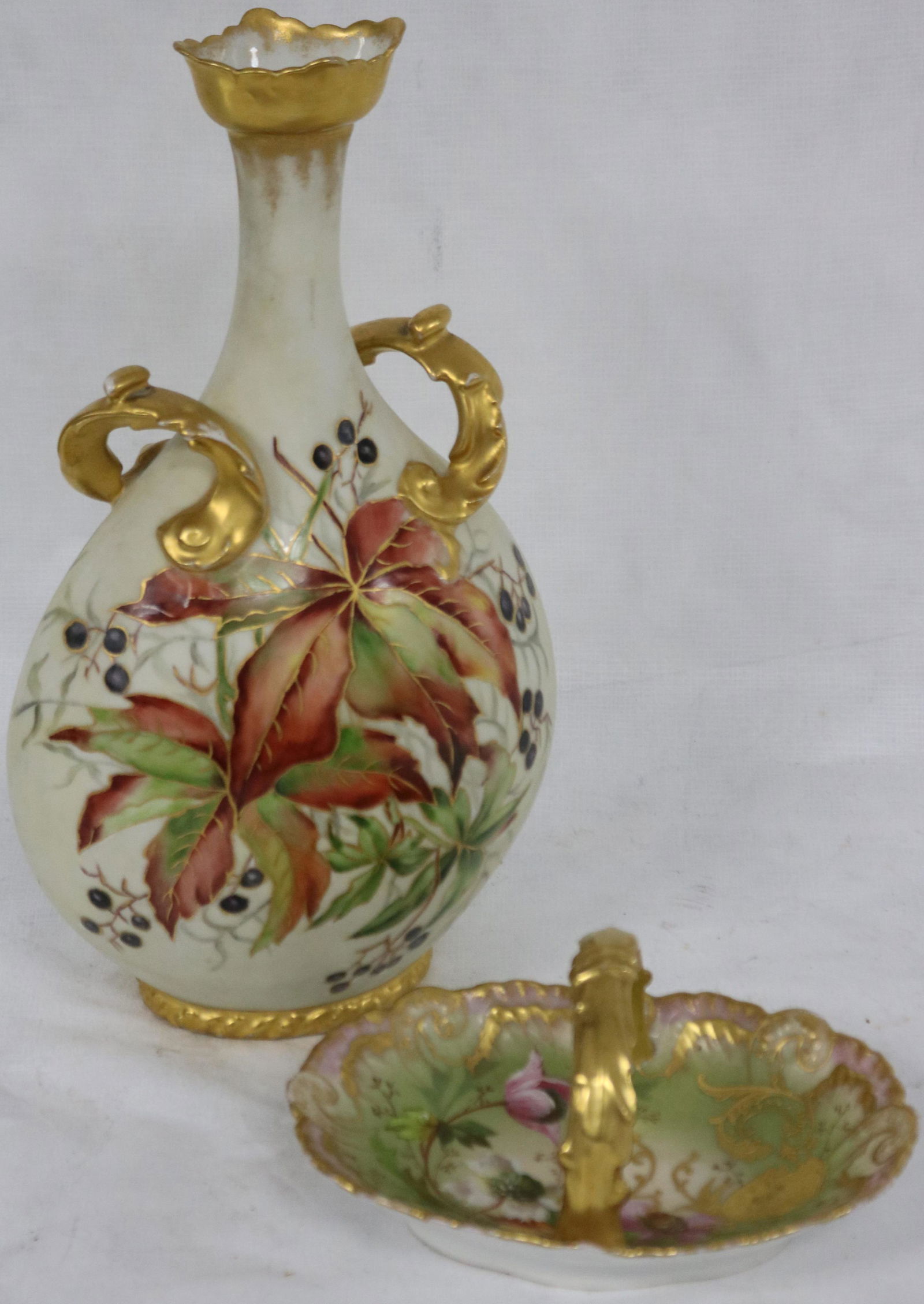 2 PCS. LIMOGES TO INCLUDE 11" HANDLED VASE WITH (1 of 3)