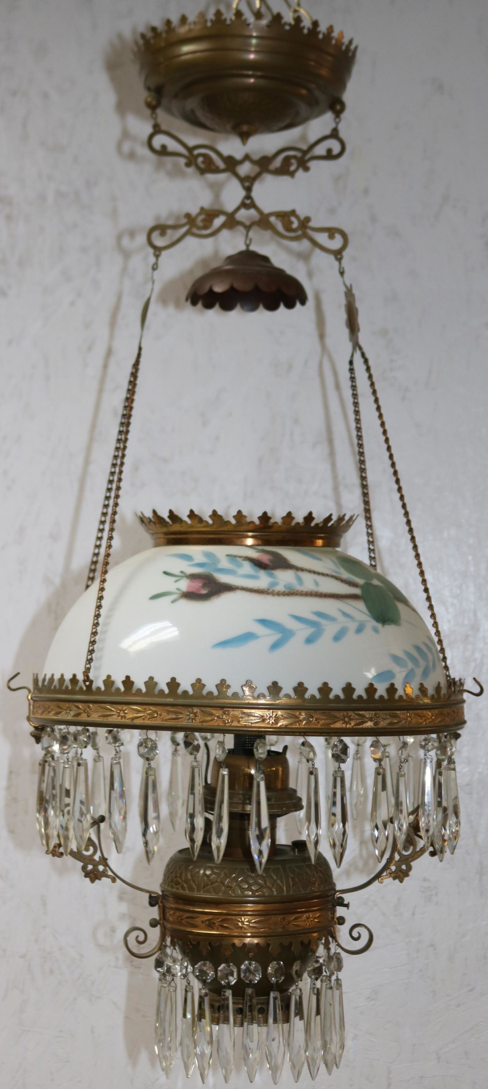 BRASS VICTORIAN PULL DOWN HANGING LAMP ALL (1 of 4)