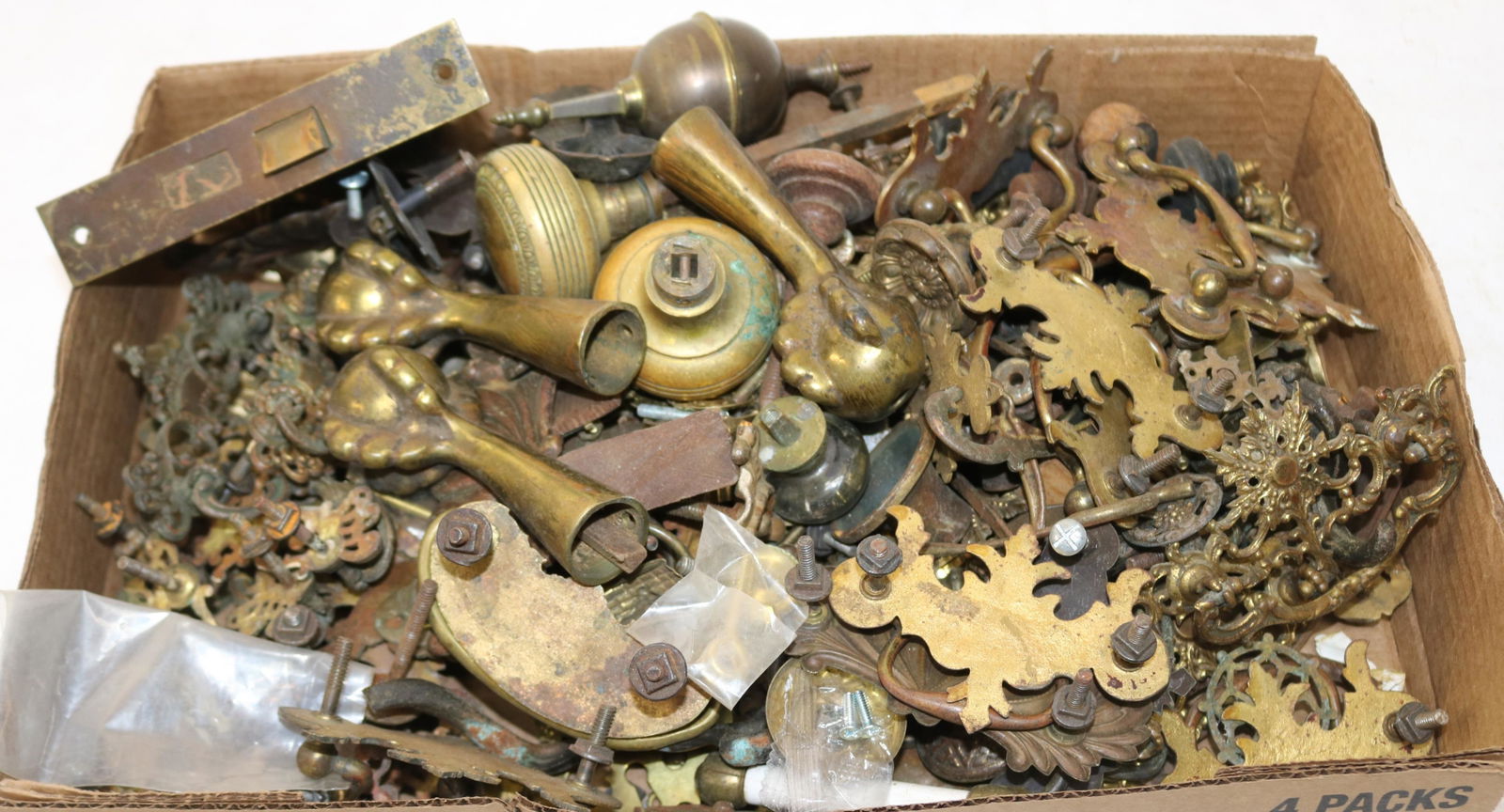 LARGE TRAY LOT OF BRASS VICTORIAN CHIPPENDALE (1 of 1)