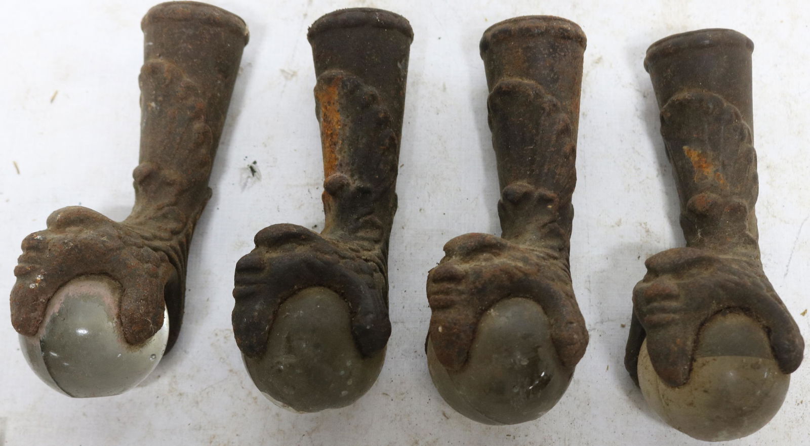 SET OF 4 CAST IRON & BALL PLANT STAND FEET, (1 of 2)