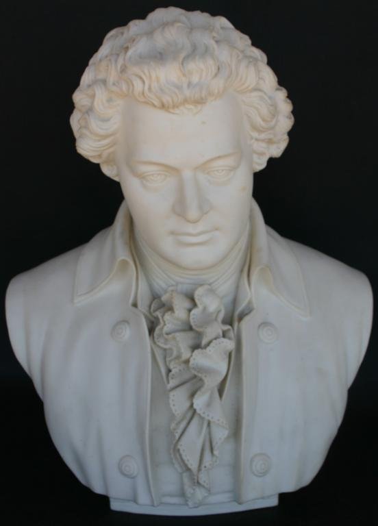 LARGE PARIAN BUST MOZART SIGNED R&L, APPROX. 17" H: LARGE PARIAN BUST MOZART SIGNED R&L, APPROX. 17" H