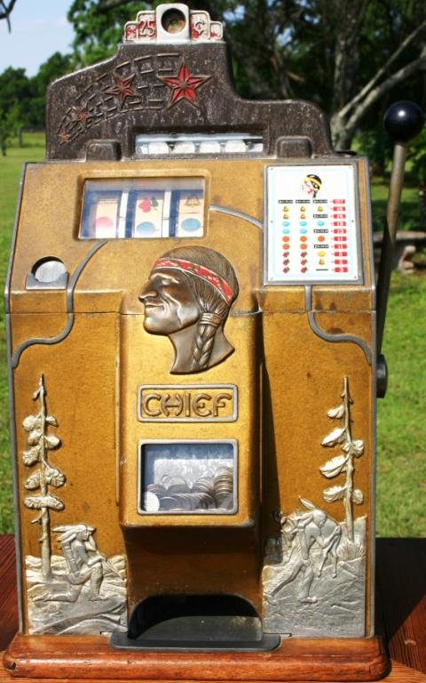 RARE EARLY WORKING JENNINGS CHIEF 25 CENT SLOT MAC