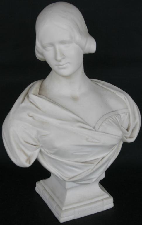 PARIAN BUST OF JENNY LIND BY S. JOSEPH SC., APPROX: PARIAN BUST OF JENNY LIND BY S. JOSEPH SC., APPROX. 12" H