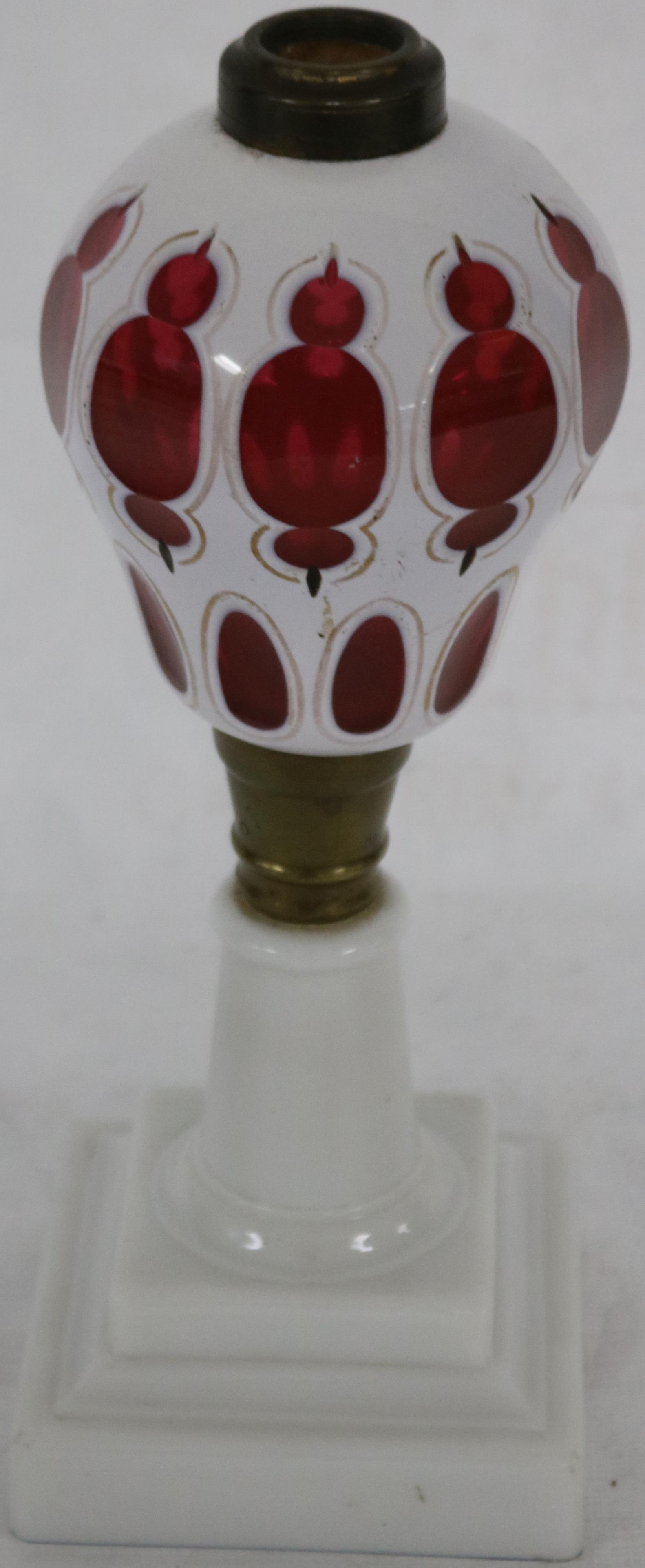 19TH C. CASED OVERLAY FLUID LAMP, OPAQUE OVER (1 of 1)