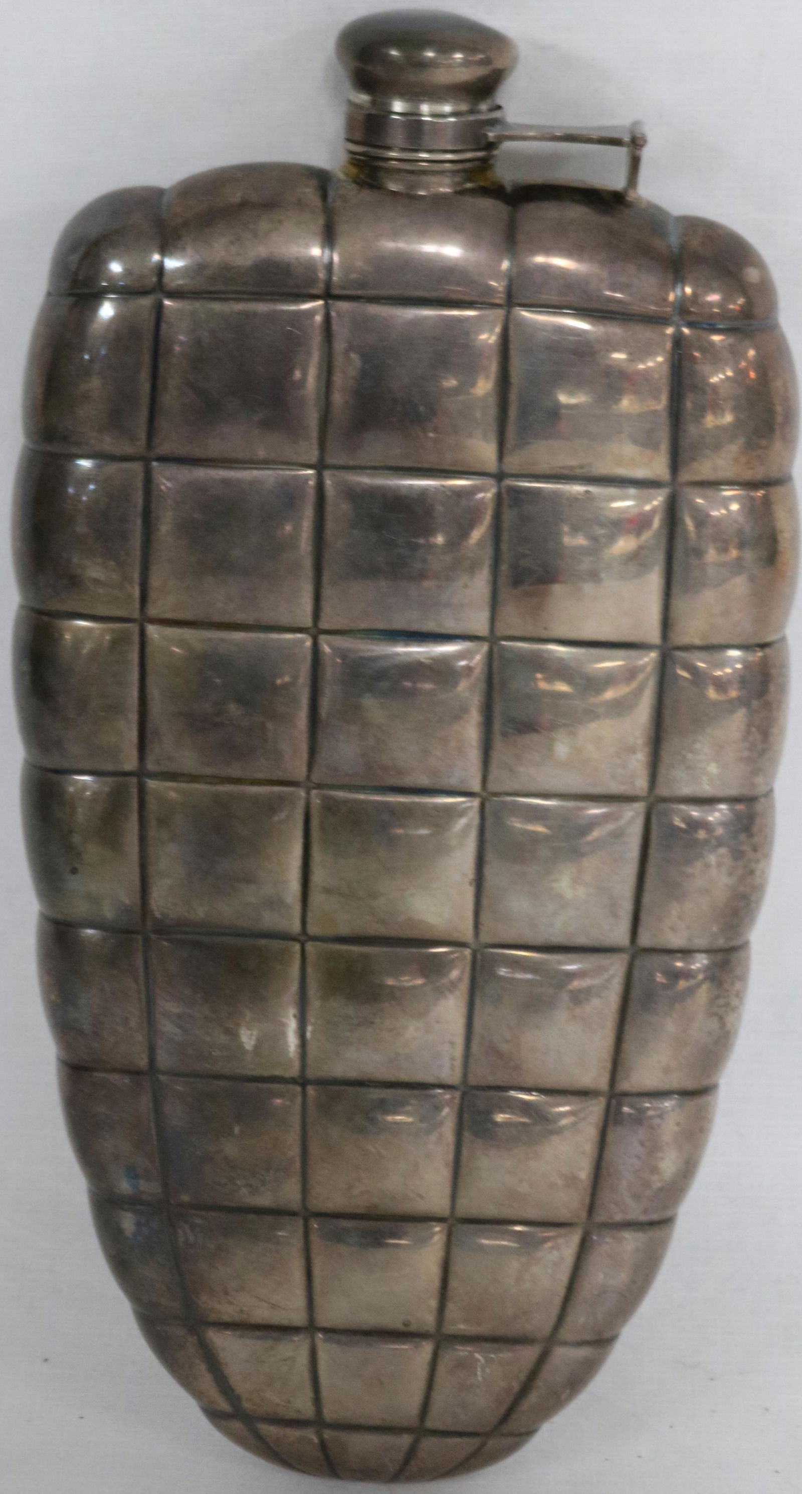 LARGE GORHAM STERLING POCKET FLASK WITH TUFTED (1 of 2)