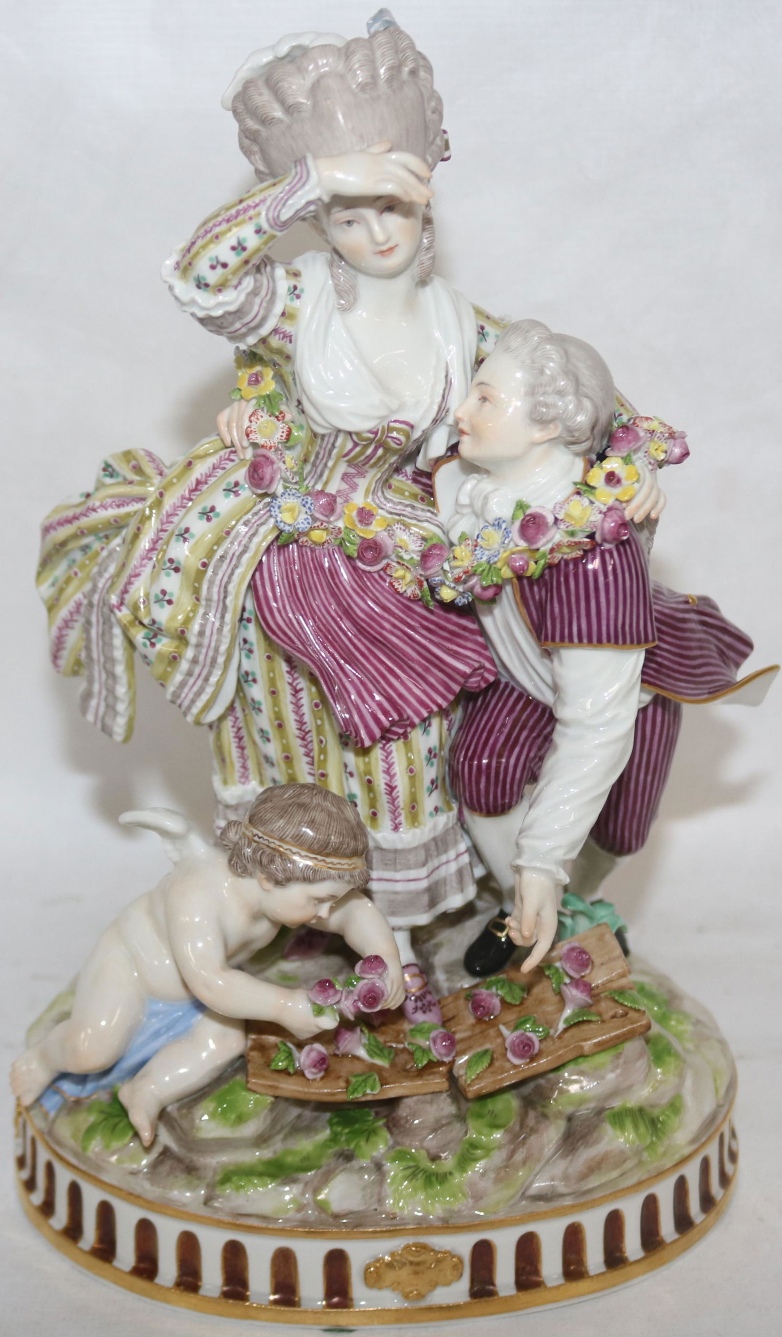 19TH C. PORCELAIN FIGURAL GROUP WITH MAN, WOMAN & (1 of 3)