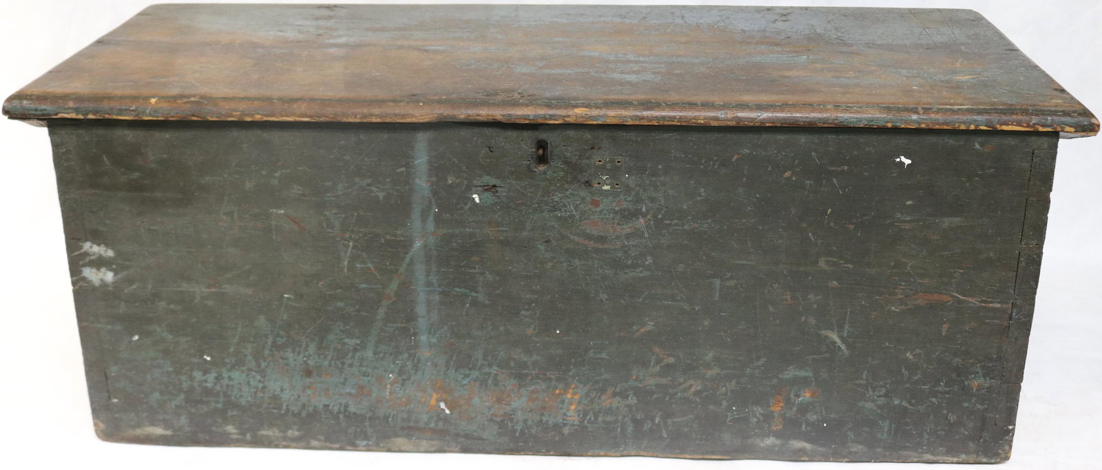 EARLY 19TH C. PAINTED DOVETAIL PINE SEA CHEST, (1 of 2)