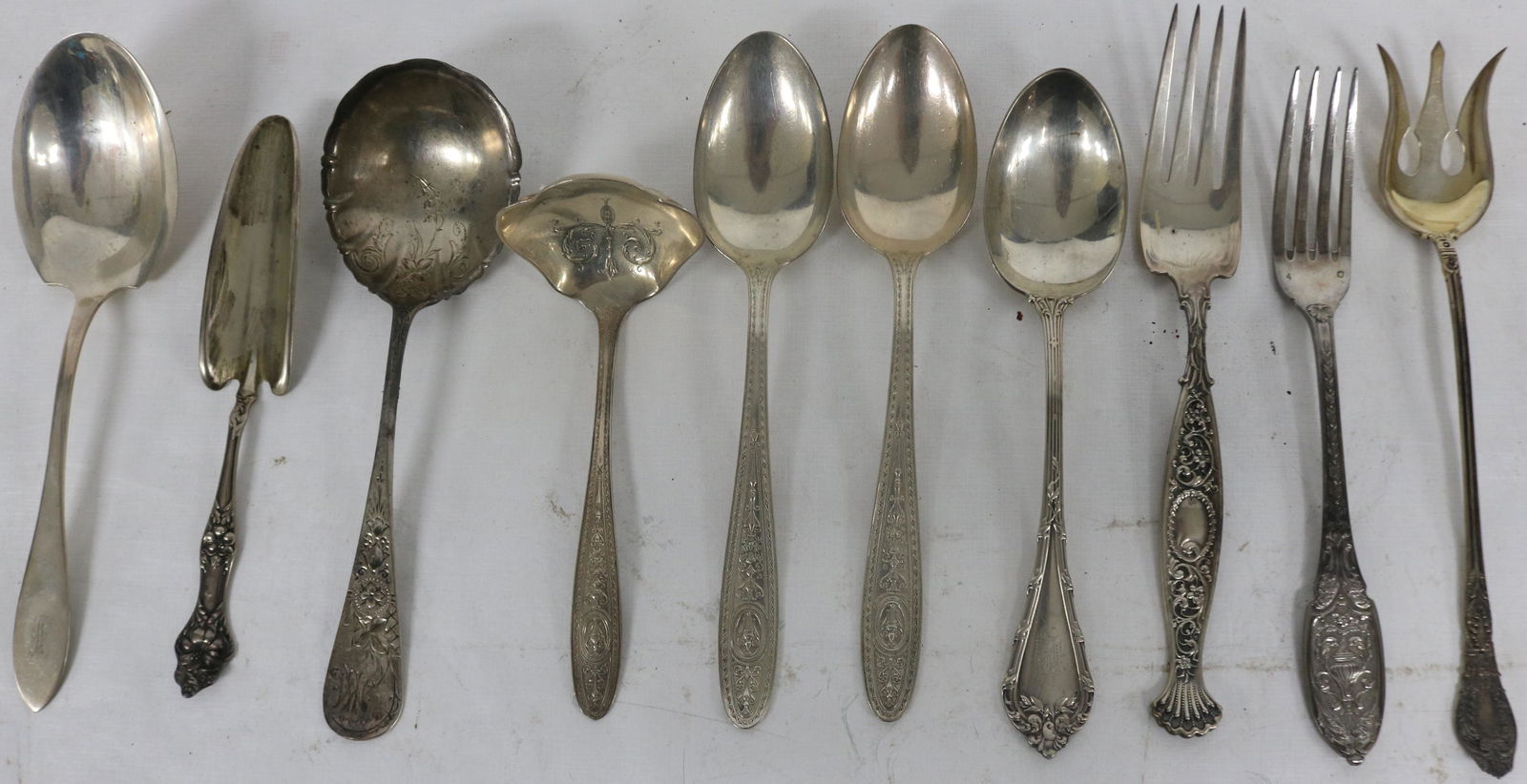 10 STERLING SERVING PCS. TO INCLUDE SPOONS, (1 of 1)