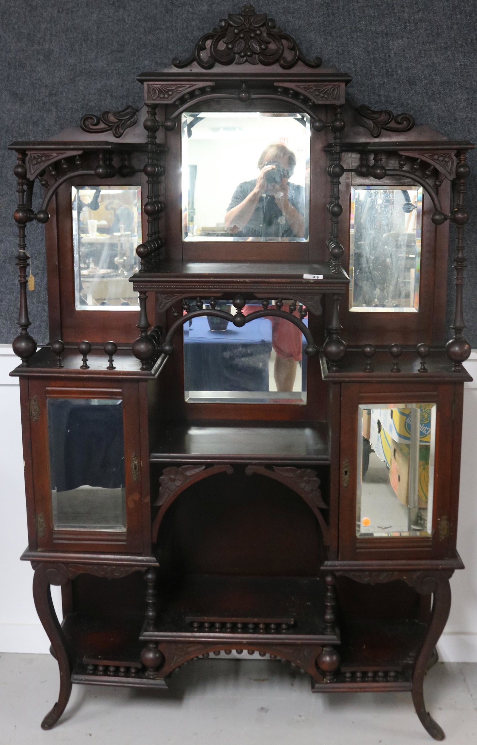 ORNATE VICTORIAN WALNUT STICK & BALL ETAGERE, (1 of 1)