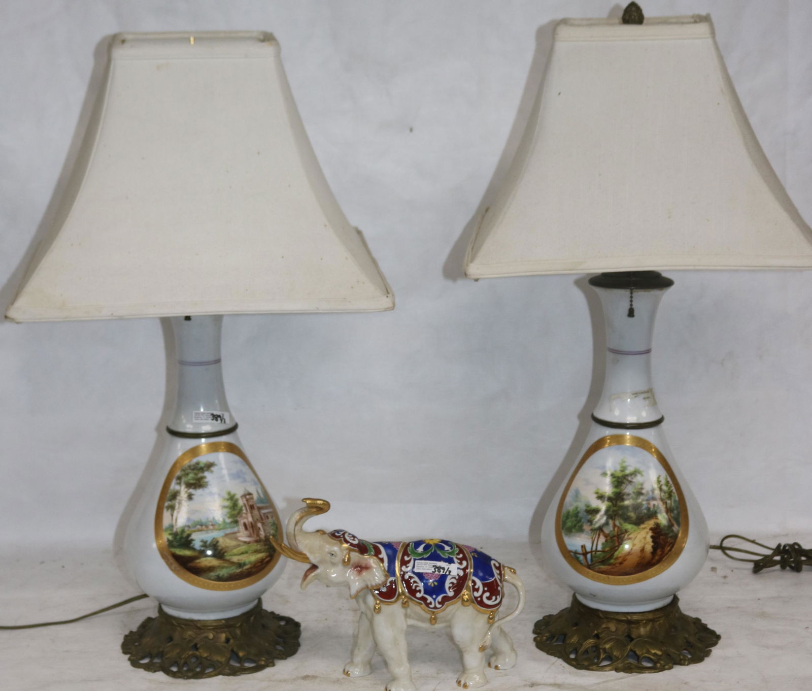 3 PCS. CAPODIMONTE TO INCLUDE COLORFUL ELEPHANT (1 of 2)
