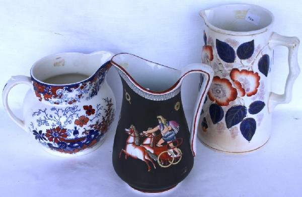 THREE 19TH C. IRONSTONE PITCHERS