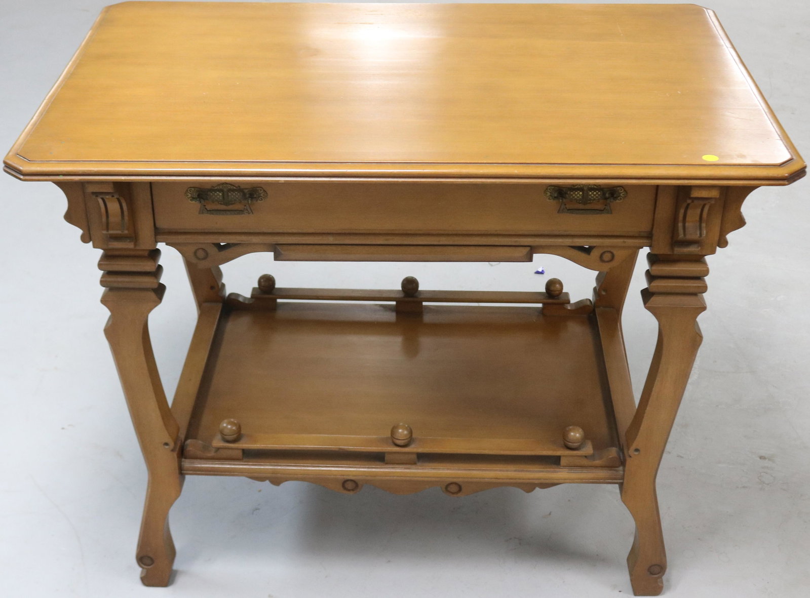 REFINISHED VICTORIAN MAPLE 1 DRAWER LIBRARY: TABLE, 29" H, 38" W, 25" DEEP