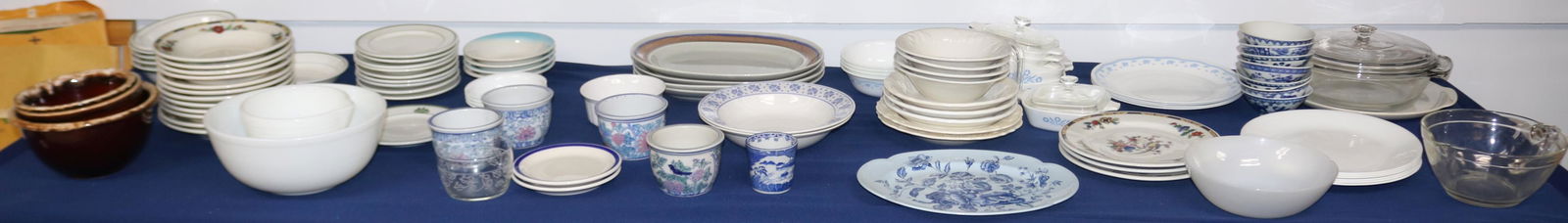LARGE COLLECTION OF MISC. DISHWARE, PYREX, ETC.: SEE PHOTO