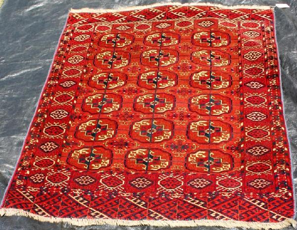 ORIENTAL RUG, ANTIQUE BOKARRA, 3' 7" X 4' 5"
