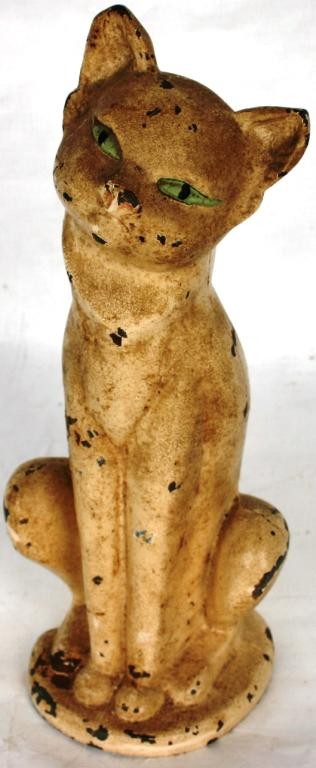 CAST IRON CAT DOORSTOP, HUBLEY STYLE: ORIGINAL PAINT, 10 1/4" H