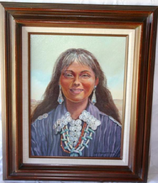 OIL ON CANVAS OF MISS BAH-"THE BRIDE": BY DAVID HUMPHREYS MILLER, 1973, HISTORY ON BACK, 16 X 12