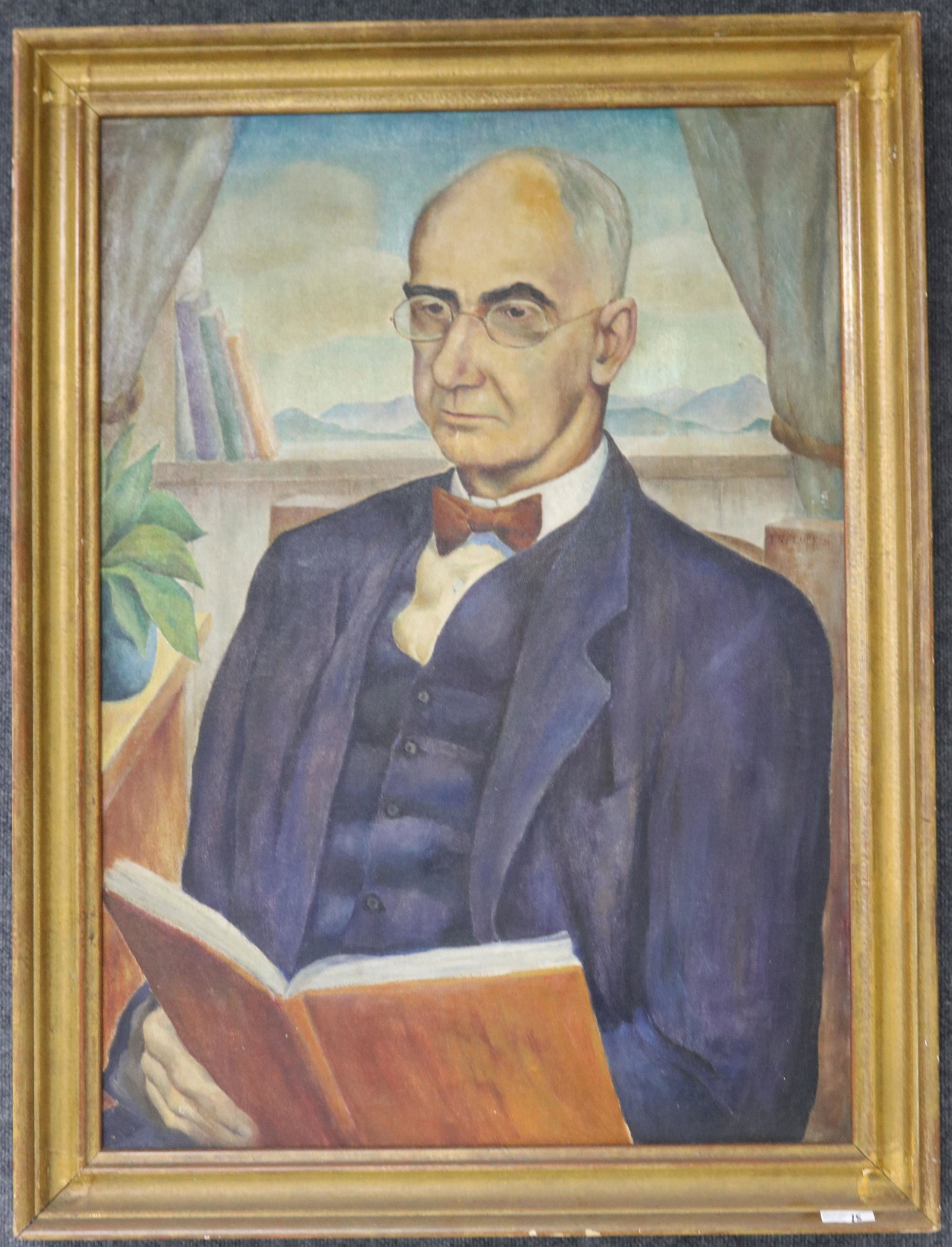 OIL ON CANVAS F.N. PLUFF ENTITLED "AN OLD: VERMONTER" ALSO SKETCHED ON BACK OF CANVAS, 41" X 31"