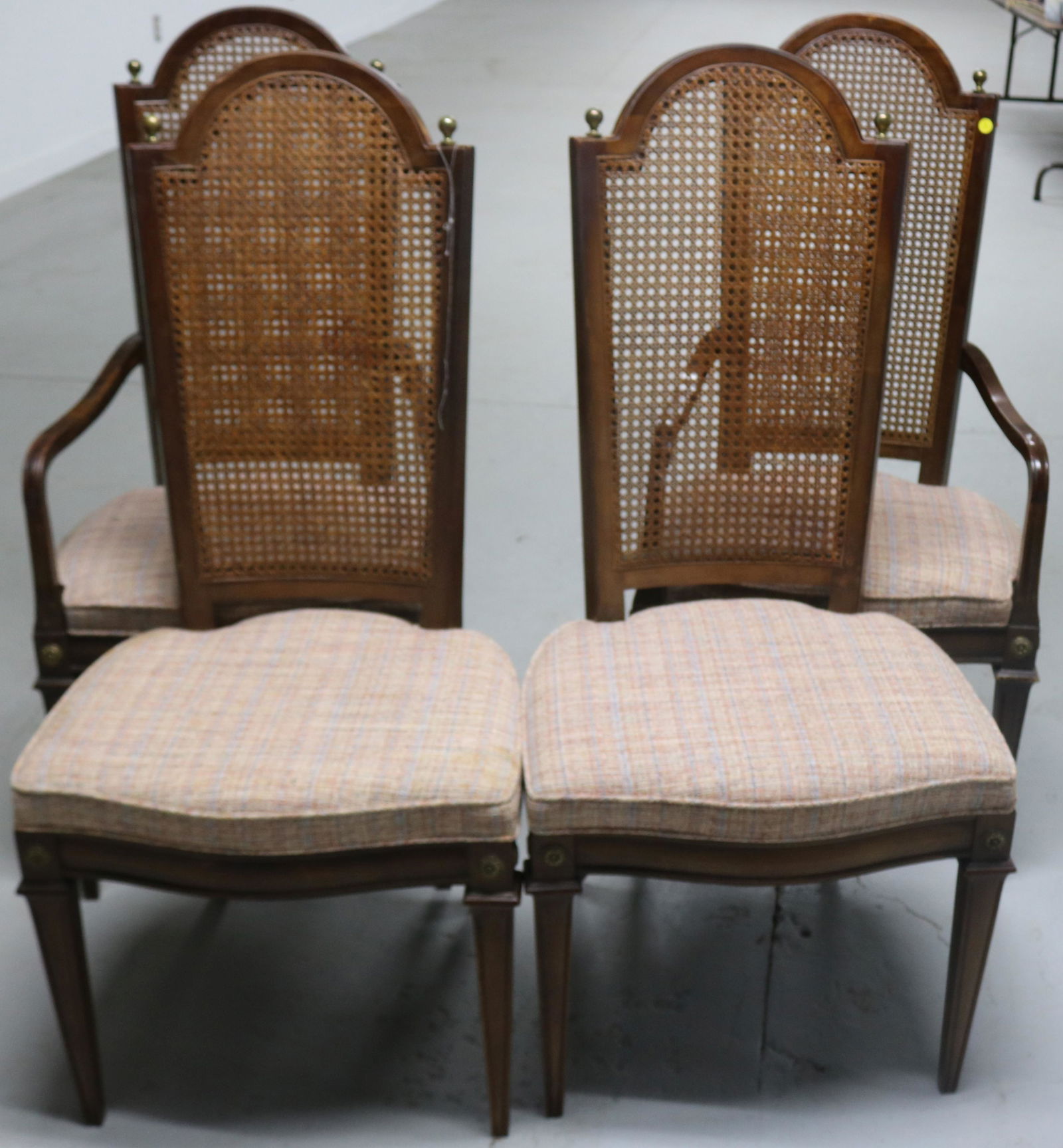 SET OF 4 REGENCY STYLE DINING CHAIRS, CANE BACK, (1 of 1)