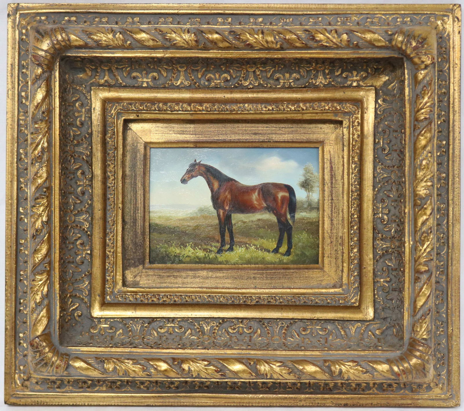 LATE 20TH C. OIL BOARD PAINTING OF HORSE IN (1 of 1)