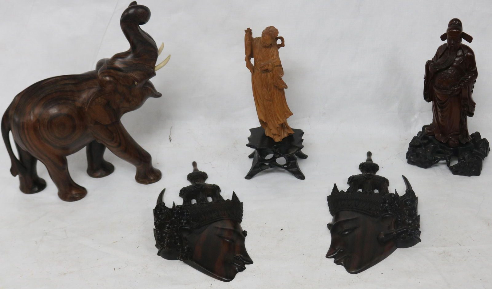 LOT 5 PCS. ASIAN CARVED WOOD TO INCLUDE THAI (1 of 1)