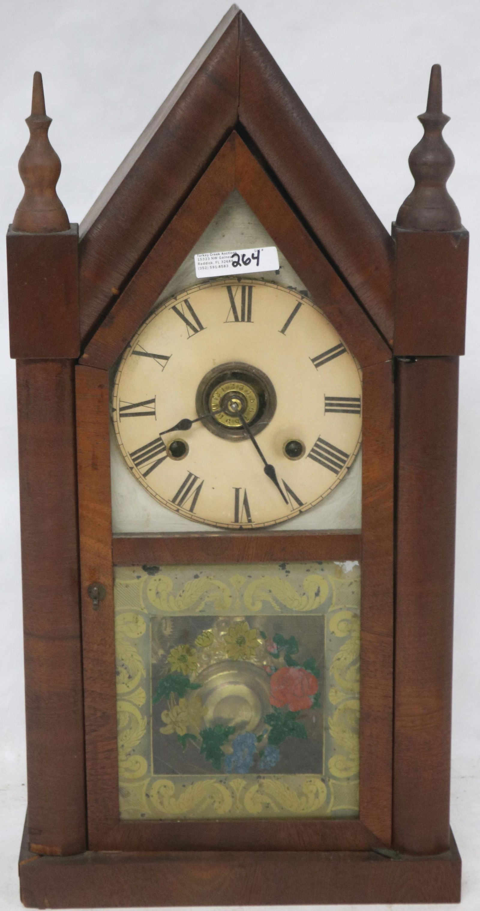19TH C. STEEPLE STYLE CLOCK WITH ALARM MOVEMENT, (1 of 1)