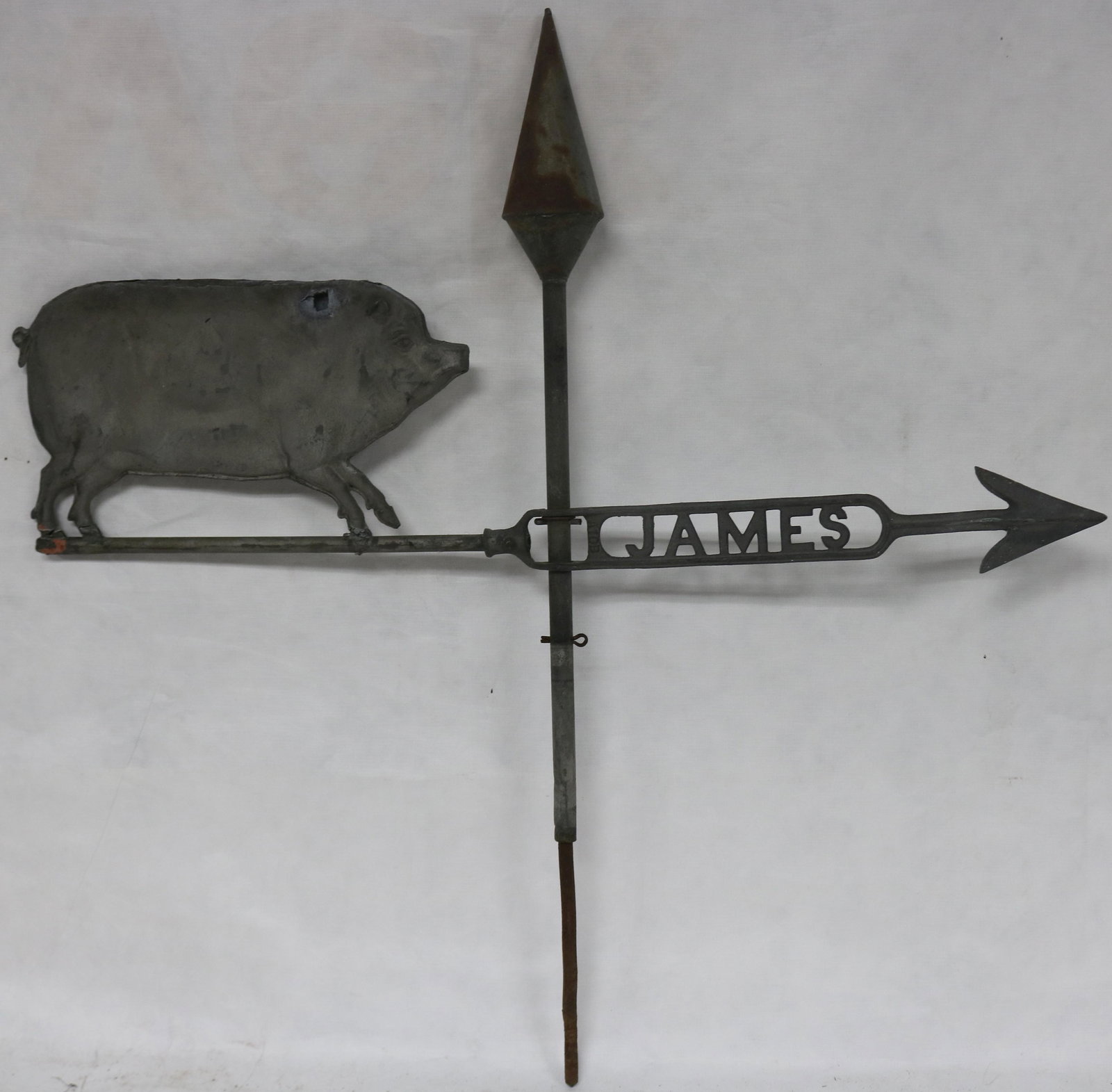 LATE 19TH - EARLY 20TH C. PIG WEATHERVANE WITH (1 of 2)