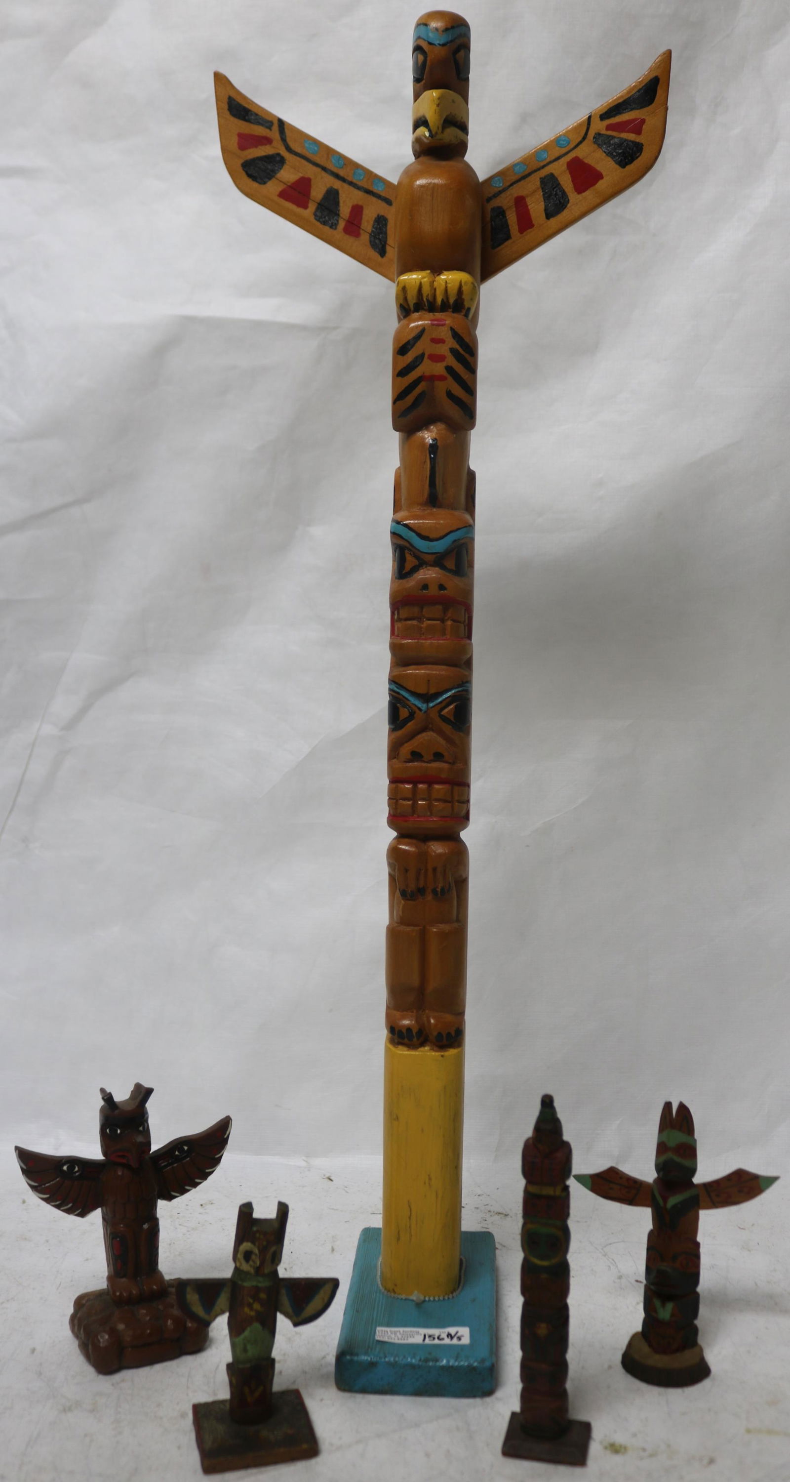 FIVE 20TH C. NORTH WEST COAST CARVED TOTEMS, ALL (1 of 4)