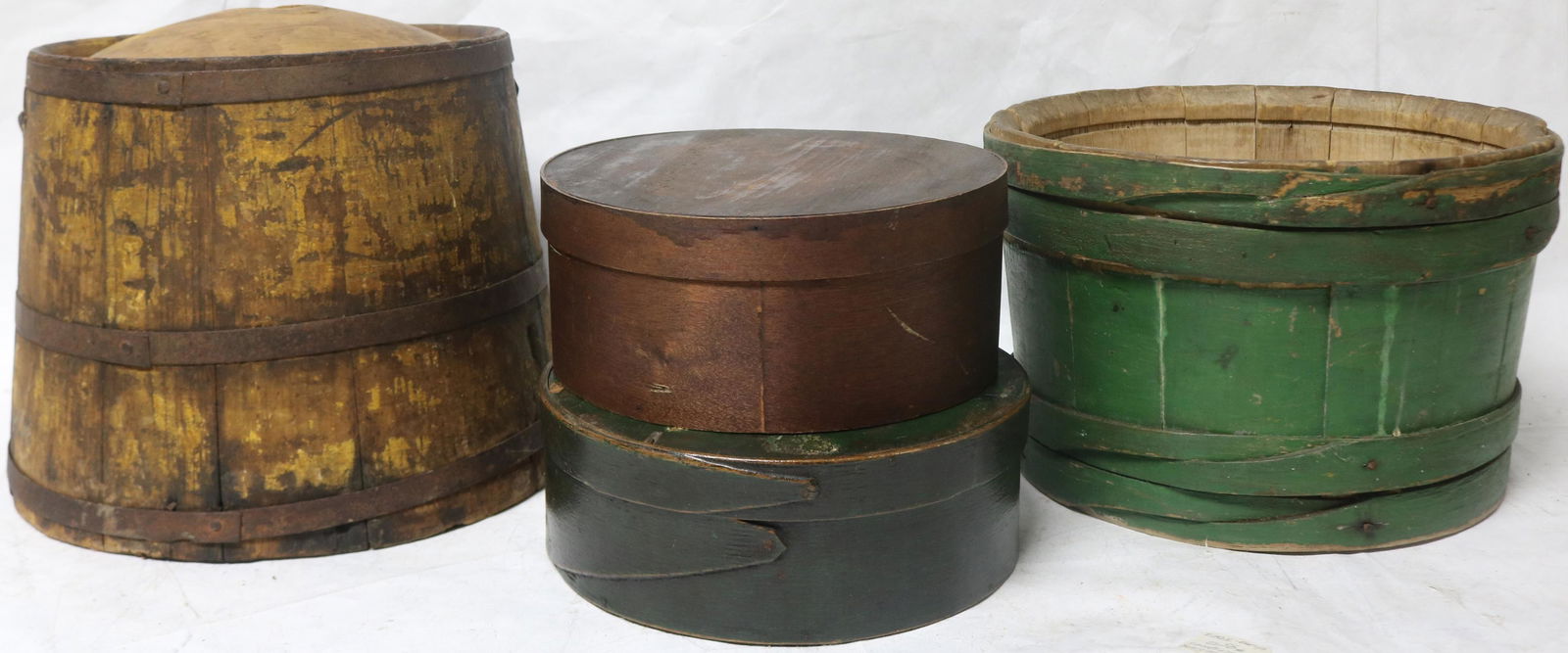4 PCS. 19TH C. WOODEN WARE, GREEN PAINTED BUCKET (1 of 1)