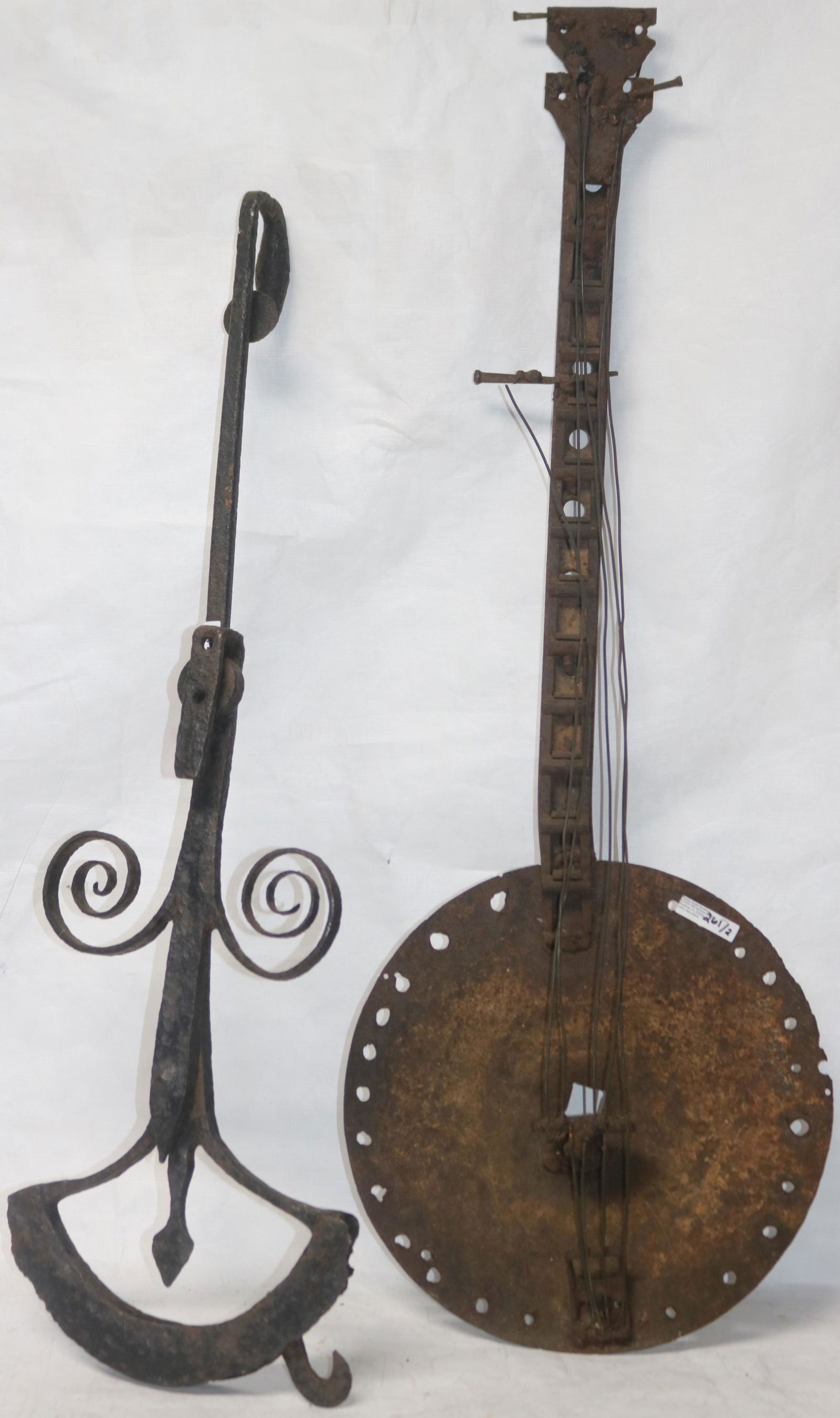 2 PCS. WROUGHT IRON TO INCLUDE FOLK AND BANJO (1 of 2)