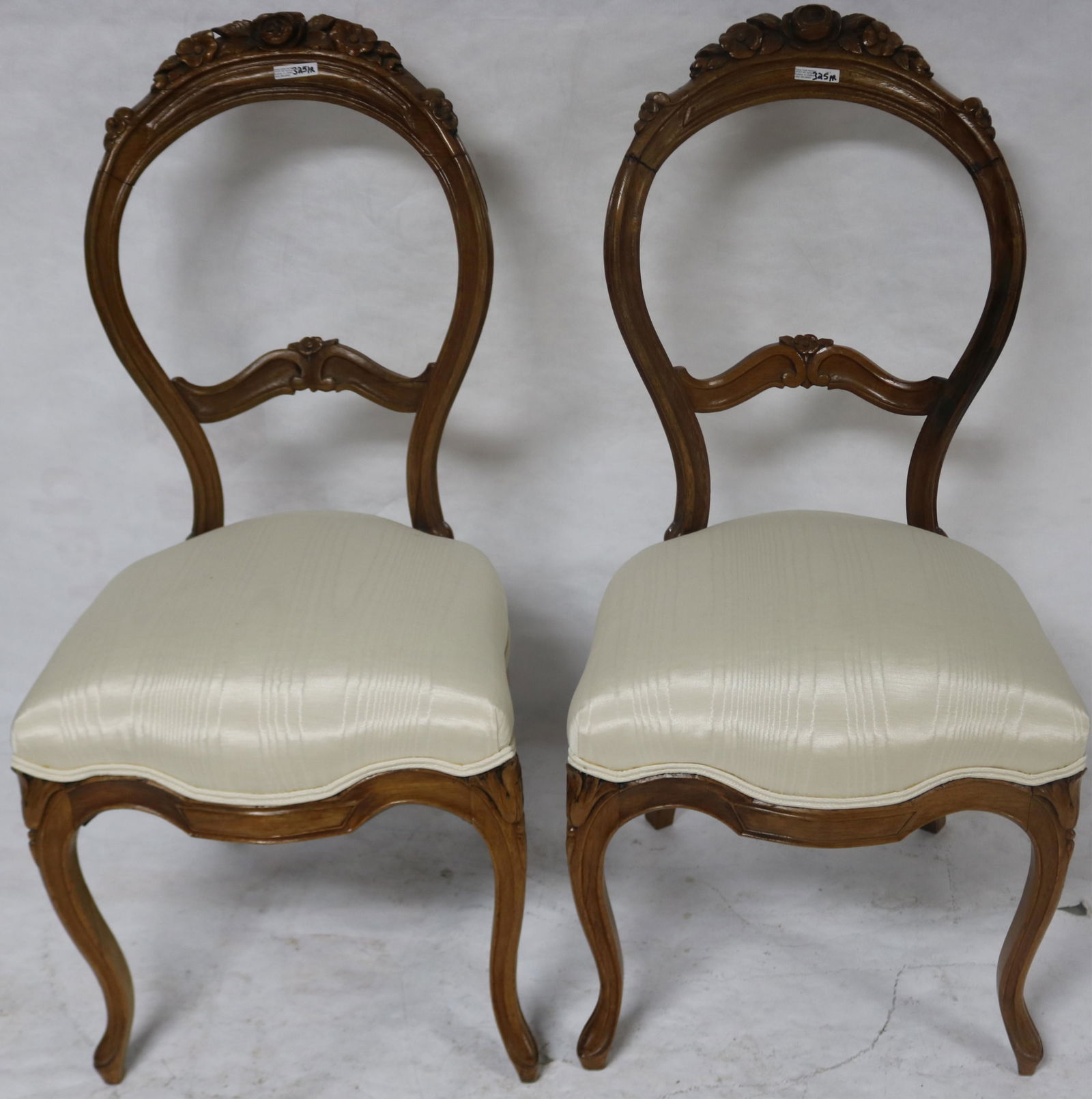 PAIR 19TH C. VICTORIAN WALNUT SIDE CHAIRS, FLORAL (1 of 1)