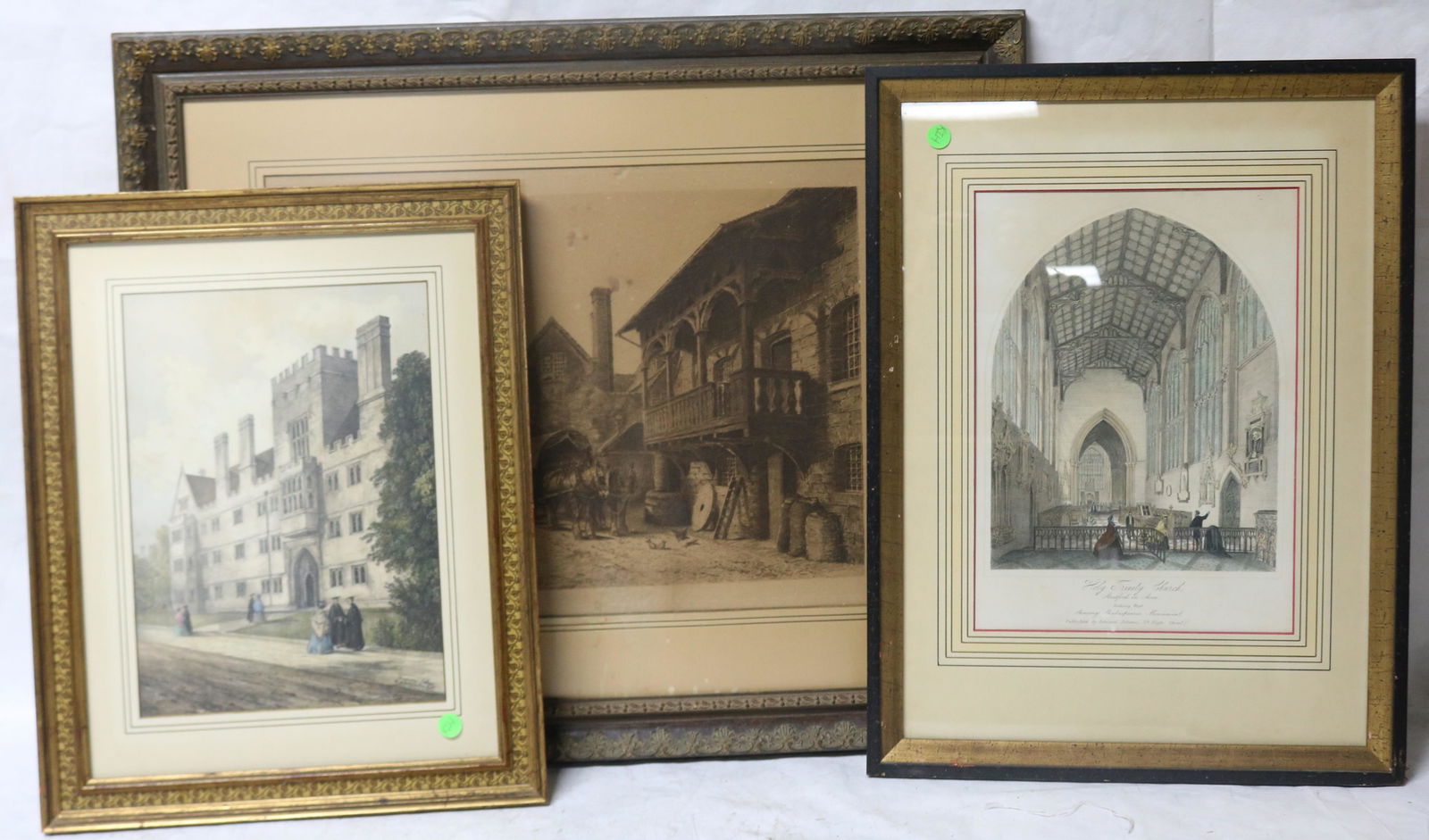 3 FRAMED ENGRAVINGS, LARGE OLD MILL (1 of 4)