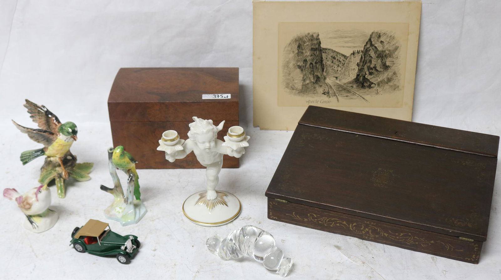 LOT OF 9 ITEMS, 19TH C. STENCILED LAP DESK, (1 of 1)