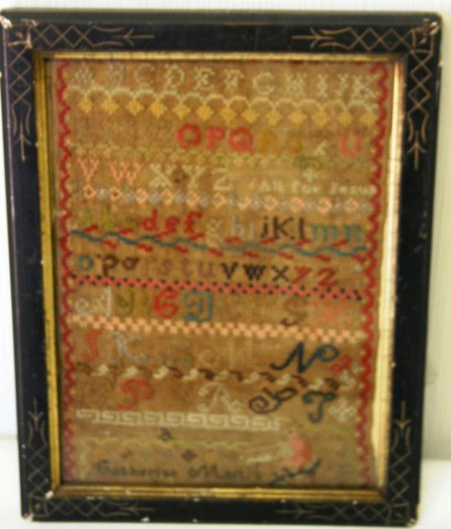 TWO EARLY 19TH C. NEEDLEWORK SAMPLERS: SIGNED, 11 1/4" X 8", & 12 1/2" X 12 1/2"