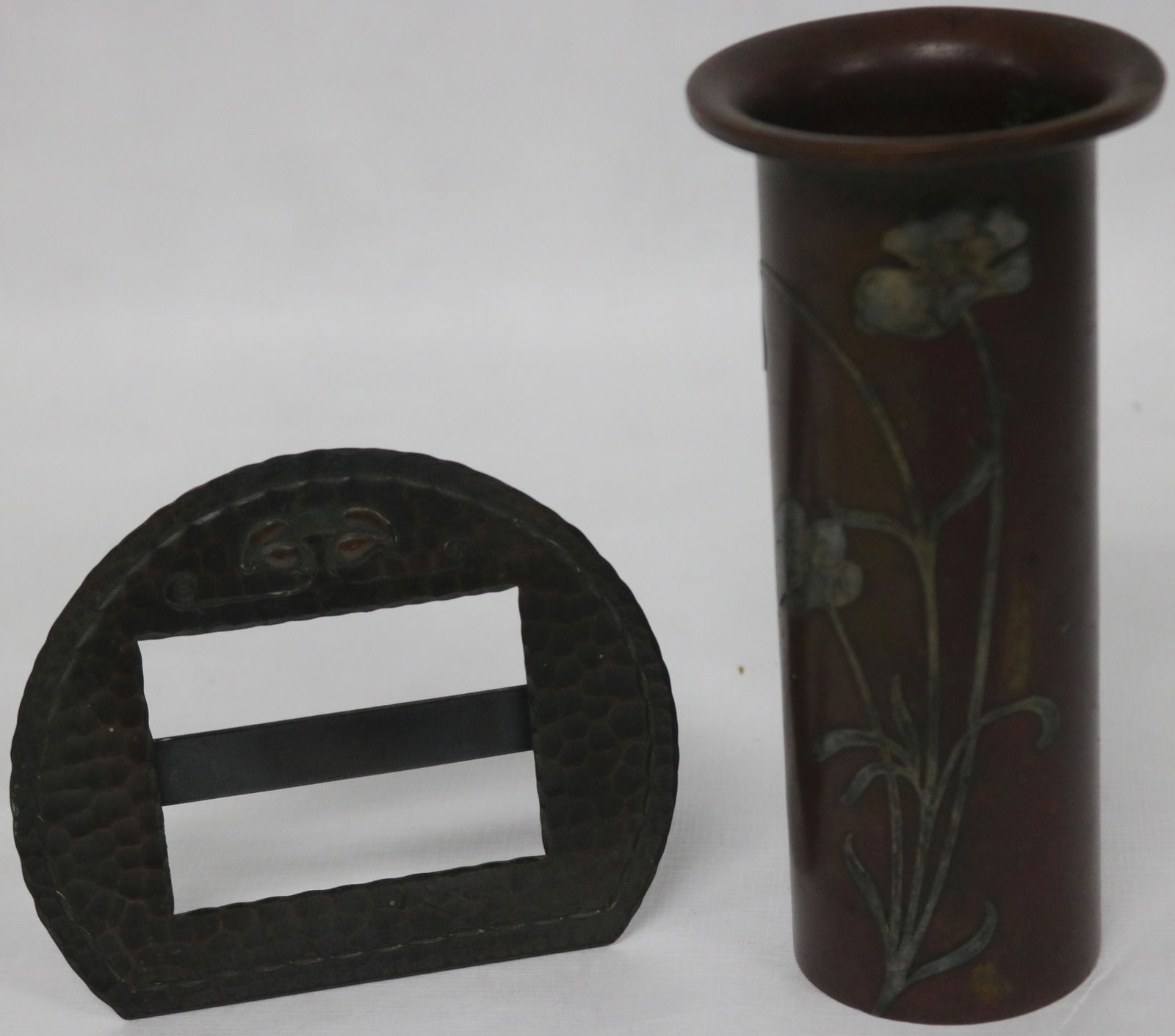 HEINZ ART SILVER OVERLAY VASE, 6" H, 2 7/8" DIA. (1 of 3)