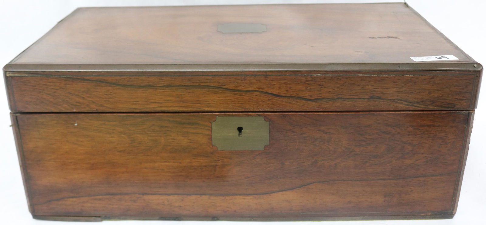 19TH C. MAHOGANY BRASS BOUND WRITING BOX, FITTED (1 of 4)