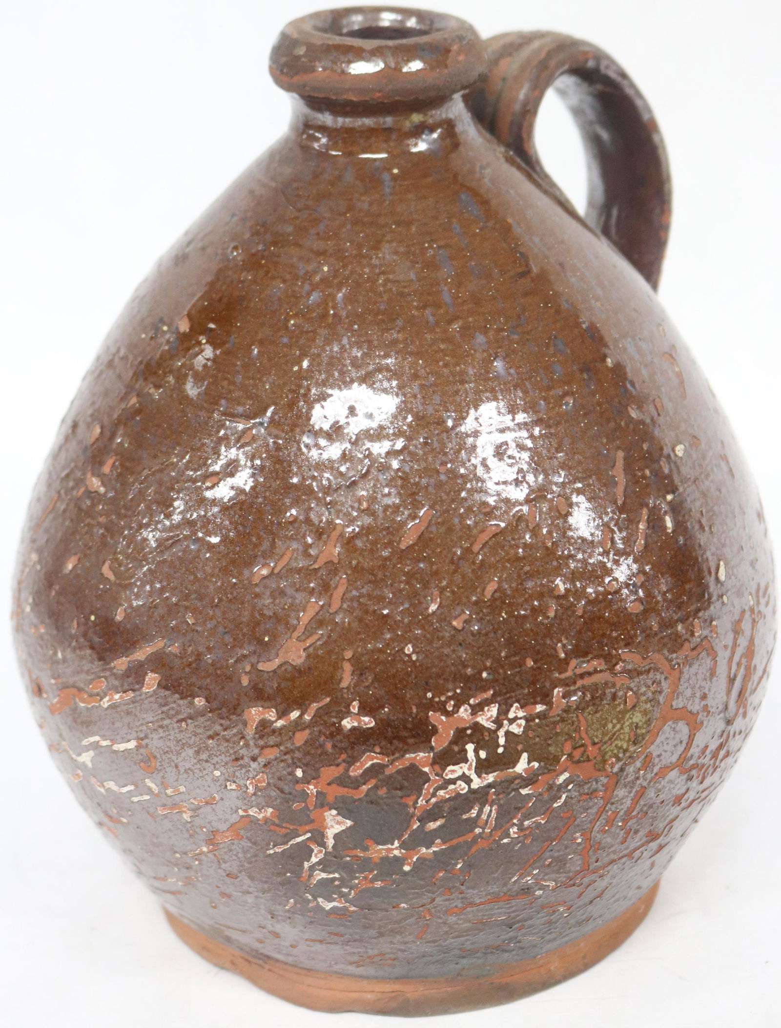 LATE 18TH C. REDWARE JUG, OVOID FORM, 8 1/2" H, 6 (1 of 3)