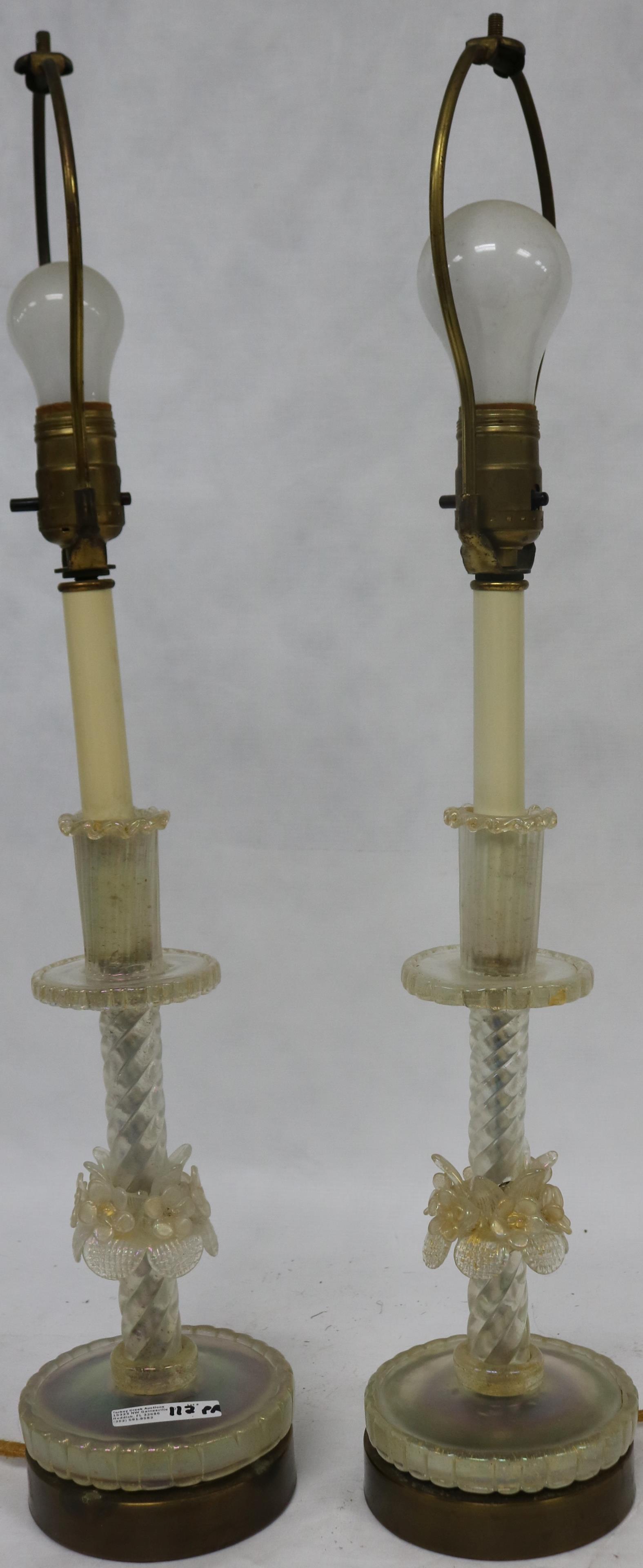 PAIR VENETIAN GLASS BOUDOIR LAMPS, FLORAL (1 of 4)