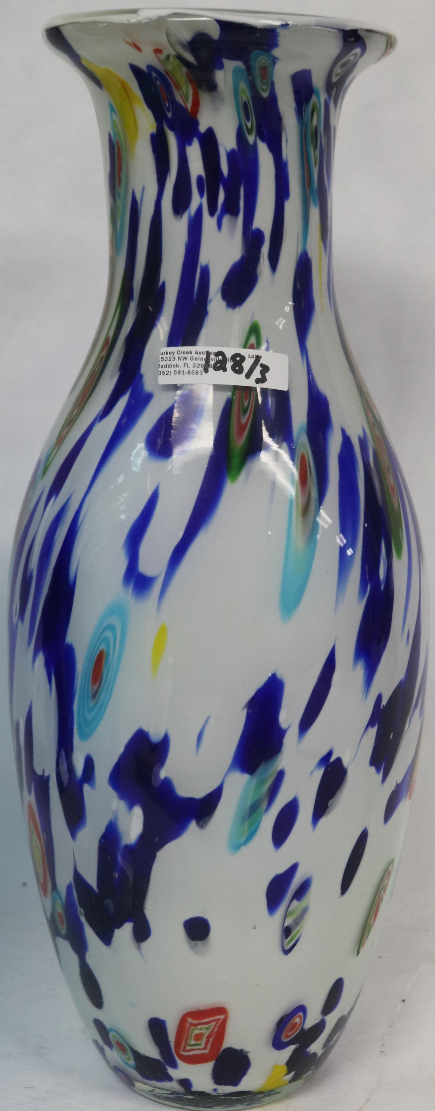 LOT 7 PCS. ITALIAN ART GLASS, 3 TALL VASES, 13 (1 of 3)