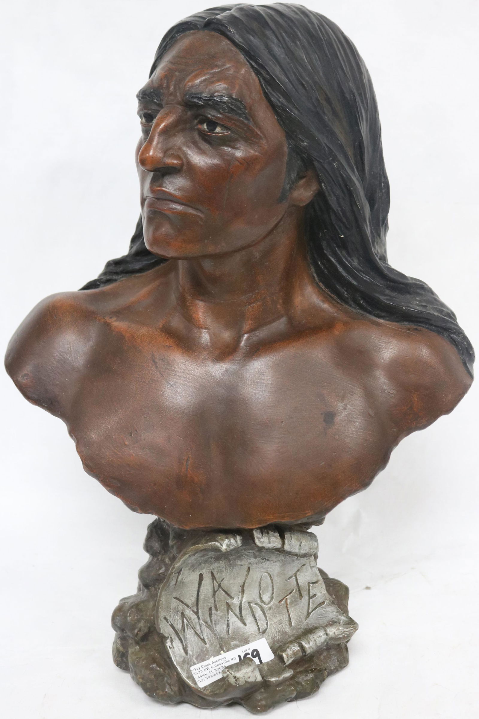 EARLY 20TH C. PLASTER BUST OF WYANDOTTE INDIAN, (1 of 2)