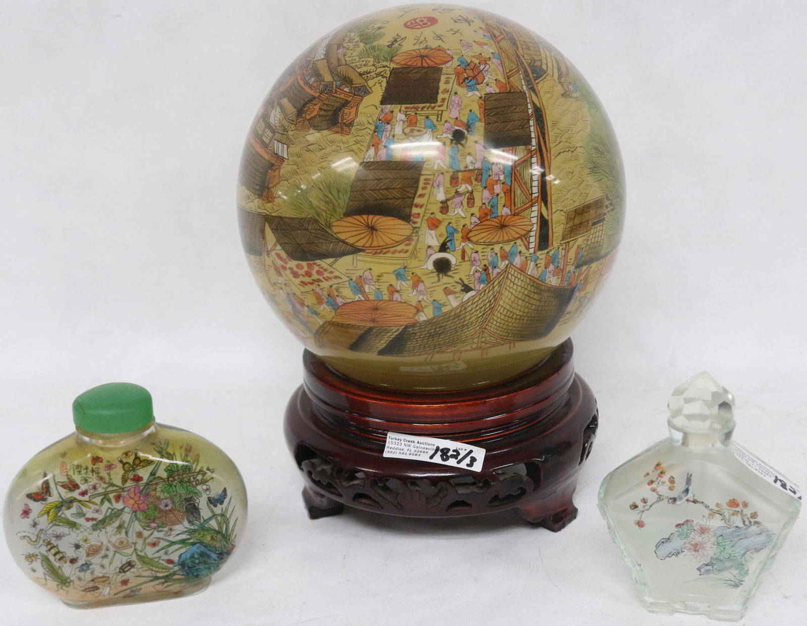 3 PCS. REVERSE PAINTED PEKING GLASS, LARGE GLOBE, (1 of 2)