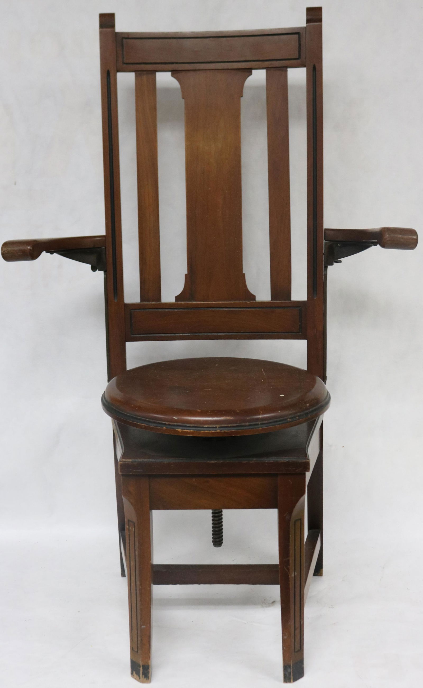 1920S WALNUT ARM CHAIR, SWIVEL ADJUSTABLE SEAT, (1 of 1)