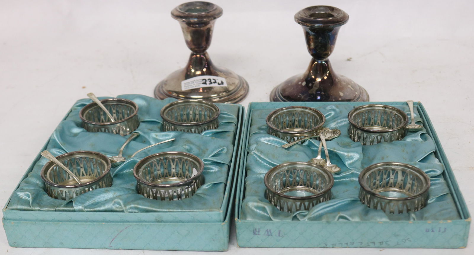LOT STERLING SILVER, 2 BOXED SETS OF 4 SALT DIPS (1 of 1)