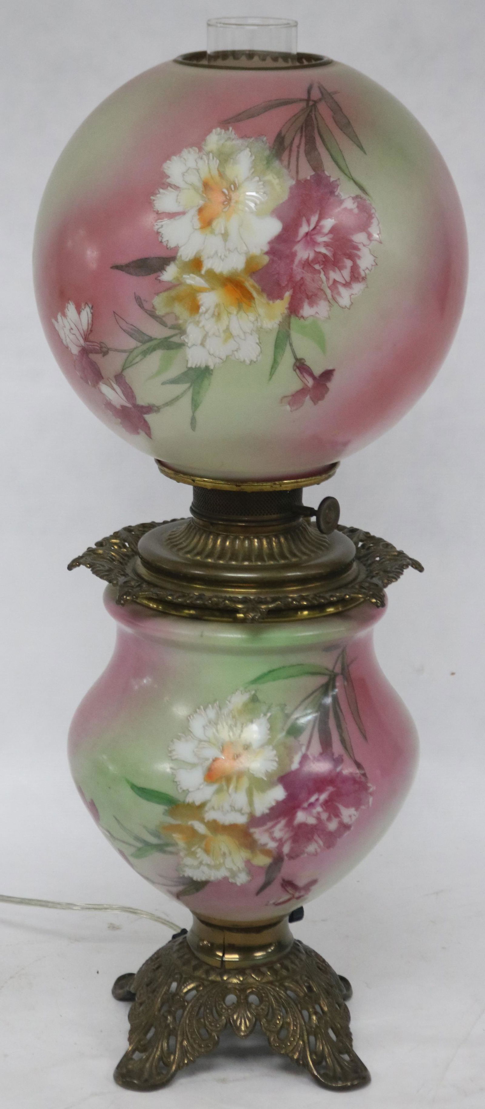 VICTORIAN GONE WITH THE WIND LAMP, ORIGINAL BALL (1 of 3)