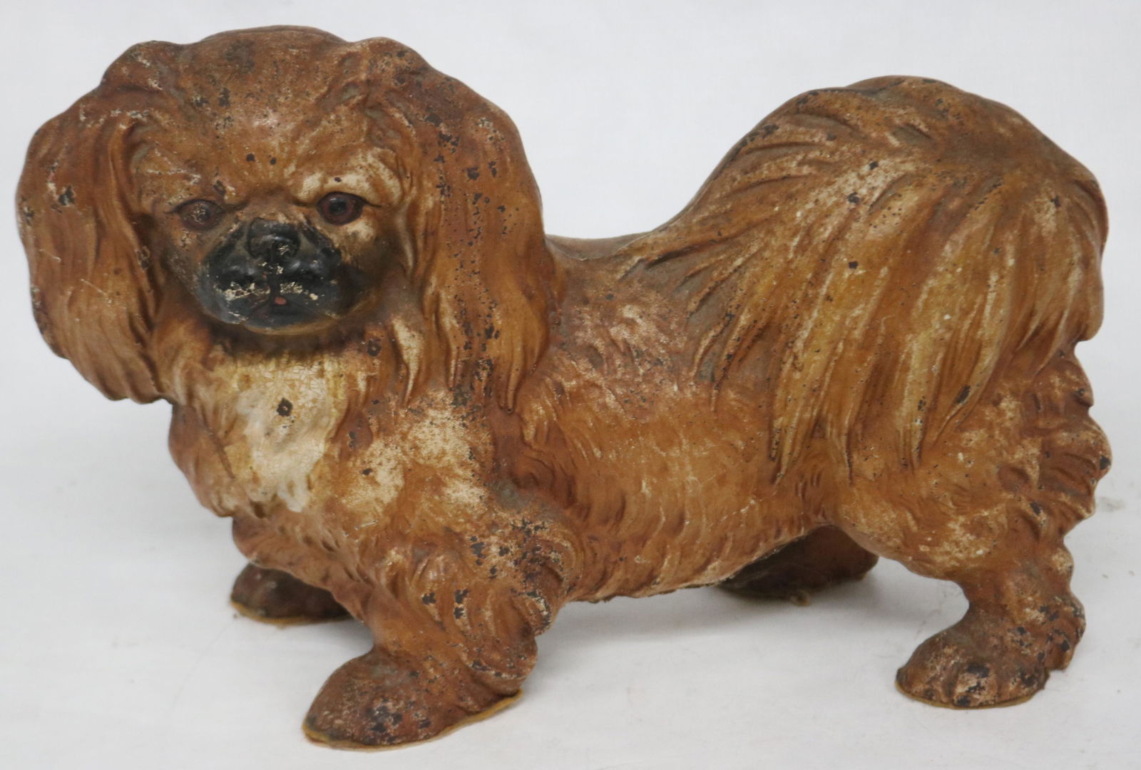 CAST IRON PEKINGESE DOOR STOP, WORN ORIGINAL (1 of 3)