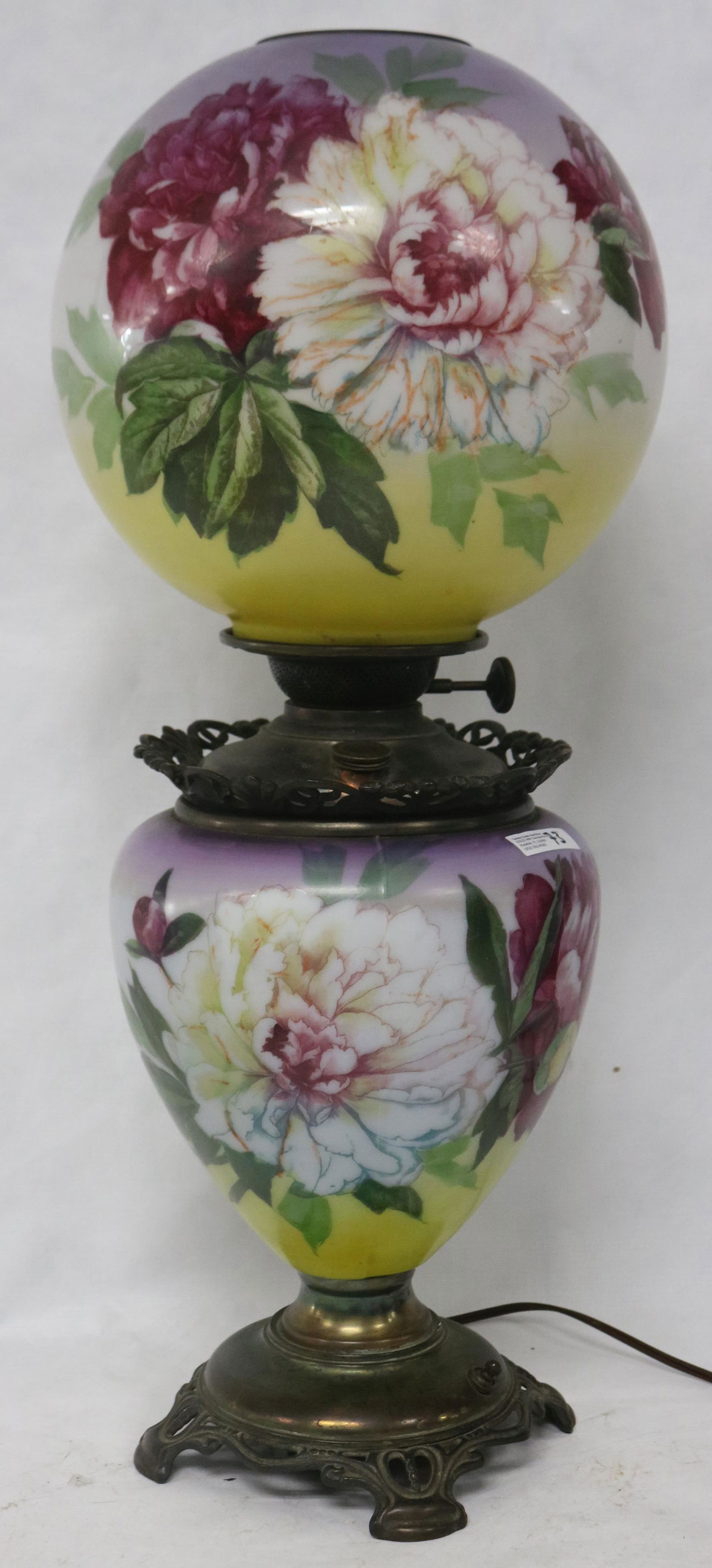 LATE 19TH C. GONE WITH THE WIND LAMP, ORIGINAL (1 of 2)