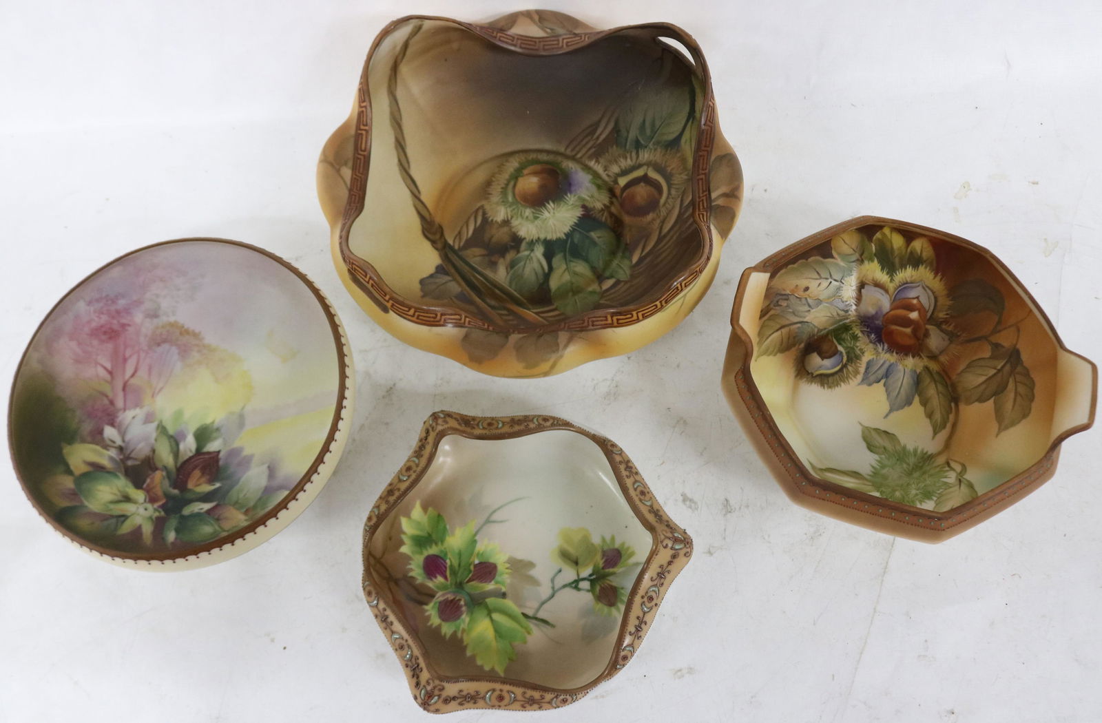 4 NIPPON BOWLS, WITH PAINTED NUT DESIGNS, 2" - 3 (1 of 2)